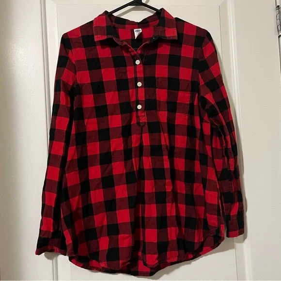 Buffalo Plaid Buttoned Flannel Pullover Shirt - Picture 4 of 9